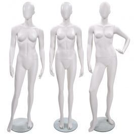 WINDOW MANNEQUINS : Pack x3 female mannequin faceless white finish