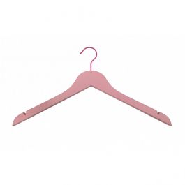 WHOLESALE HANGERS - WOODEN COAT HANGERS : Pastel pink wooden hangers with notches x 10
