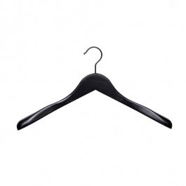 EQUIPO DE TIENDAS : 10 perchas madera negro anchas largas 44 cm