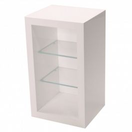 VITRINES D'EXPOSITION : Placard blanc brillant carré avec 2 étagères en verre