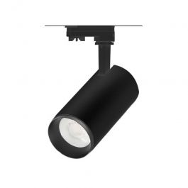 SPOTS POUR MAGASIN - SPOTS SUR RAIL LED : Projecteur led noir 25 w sur rail triphasé 4000k