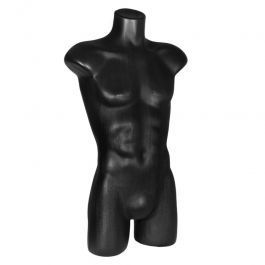 MALE MANNEQUIN BUST - PLASTIC BUSTS : Pvc male bust black with beginning of legs