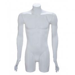 MALE MANNEQUIN BUST - MANNEQUIN TORSOS : Pvc male bust white with arms pch2110-01