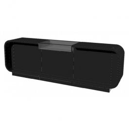 COUNTERS DISPLAY & GONDOLAS : Rounded side black gloss store counter 310cm