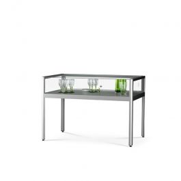 THEKENVITRINE - MESSEVITRINE : Schaukasten silber 120 cm