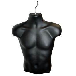 HERREN BüSTEN SCHAUFENSTERPUPPEN - PLASTIK BUSTEN : Schwarze männliche schaufensterpuppe büste mit haken