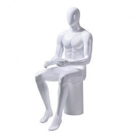 Display mannequins seated Seated male mannequin white glossy Mannequins vitrine