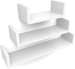 RETAIL DISPLAY FURNITURE - SHELVES : Set of 3 white wall shelves