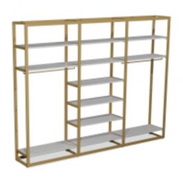 RETAIL DISPLAY FURNITURE - GONDOLAS FOR STORES : Shop gondola with shelves and rods h 240 x 314 x 45 cm