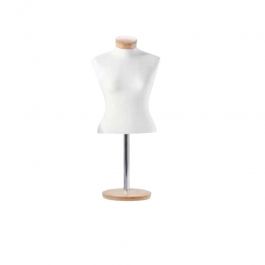 FEMALE MANNEQUIN BUST - TAILORED BUST : Short bust woman in ivory elasthanne and wood