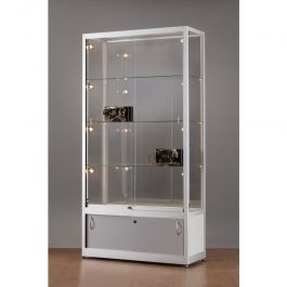Standing display cabinet Showcase aluminum 100 cm chrome and halogen Vitrine