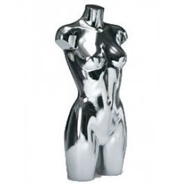 FEMALE MANNEQUIN BUST : Silver female plastic bust