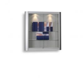 RETAIL DISPLAY CABINET - WALL DISPLAY CABINET : Silver wall window with led projectors