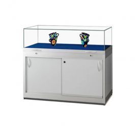 RETAIL DISPLAY CABINET - EXHIBITION DISPLAY CABINET : Silver window with storage box