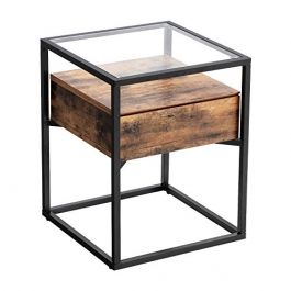 MATERIEL AGENCEMENT MAGASIN - TABLES : Table en verre avec tiroir