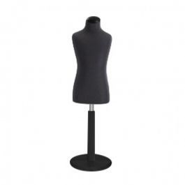 CHILD MANNEQUIN BUST - TAILORED BUST KIDS : Tailored bust form kids 6-8 years old black fabric