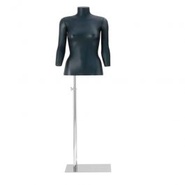 Torsi manichini Torso 3/4 donna in pelle rivestita di nero Bust shopping