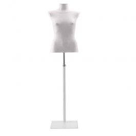 Torso 3/4 femenino maniquí en cuero blanco ecológico