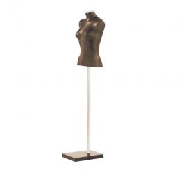 FEMALE MANNEQUIN BUST : Torso 3/4 model woman in green brown leather