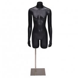 BUSTI DI MANICHINI DONNA - TORSI MANICHINI : Torso de manichini donna nero con bracci e base