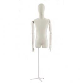 BUSTOS HOMBRE - BUSTOS VINTAGE : Torso de maniquí hombre con tela clara brazos cabeza