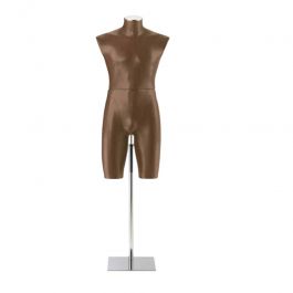 MALE MANNEQUIN BUST : Torso mannequin man in green brown leather