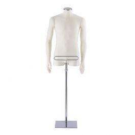 MALE MANNEQUIN BUST - TAILORED BUST : Torso mannequin white ivory man with trouser holder