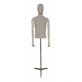 BUSTI DI MANICHINI UOMO - BUSTI VINTAGE : Torso maschile rivestito in tessuto con base cromata