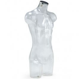 MALE MANNEQUIN BUST - PLASTIC BUSTS : Tranparent male plastic bust