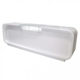 COUNTERS DISPLAY & GONDOLAS - CURVED COUNTERS : Very large white shop counter 310 cm