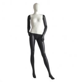 FEMALE MANNEQUINS - VINTAGE MANNEQUINS : Vintage female mannequin in fabric nd black limbs posed