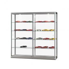 VITRINES D'EXPOSITION - VITRINES COLONNES : Vitrine colonne double en argent 150 cm