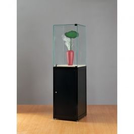 VITRINES D'EXPOSITION - VITRINES COLONNES : Vitrine avec dôme en verre et meuble de rangement
