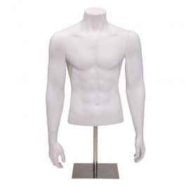 MALE MANNEQUIN BUST - BUST : White color male bust with metal base