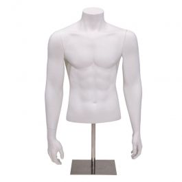 MALE MANNEQUIN BUST : White color male bust with metal base