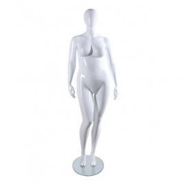 FEMALE MANNEQUINS - PLUS SIZE MANNEQUINS : White faceless plus size female mannequin