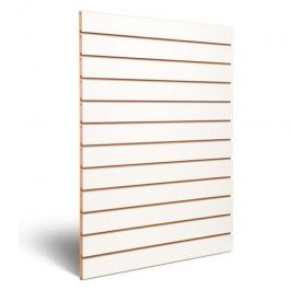 RETAIL DISPLAY FURNITURE - SLATWALL AND FITTINGS : White grooved panel 10 cm