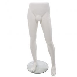 ACCESSORIES FOR MANNEQUINS - LEG MANNEQUINS : White male mannequin leg mannequin with round base