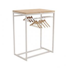 RETAIL DISPLAY FURNITURE - CENTRAL STORE GONDOLAS : White retail gondola with wood top