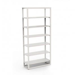 RETAIL DISPLAY FURNITURE - GONDOLAS FOR STORES : White shelving unit 6 levels for shop h 240 x 108 x 45
