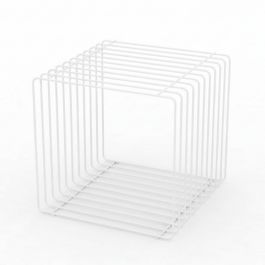 RETAIL DISPLAY FURNITURE : White wire steel display podium 40x40x40cm