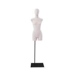 FEMALE MANNEQUIN BUST : Woman's fabric bust on rectangular base