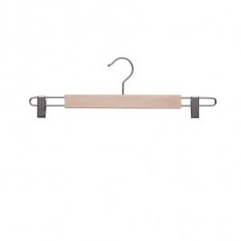 WHOLESALE HANGERS - HANGERS WITH CLIPS : 10 wooden hanger with clamps 42 cm