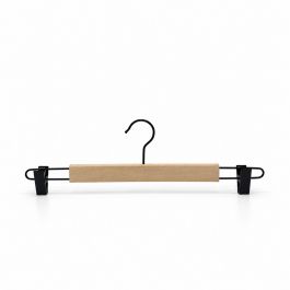AGENCEMENT MAGASIN : 10 cintres bois pinces metal noire 42 cm