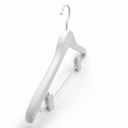 AGENCEMENT MAGASIN : 10 cintres en bois blanc 44cm extreme 2 cm avec pinces