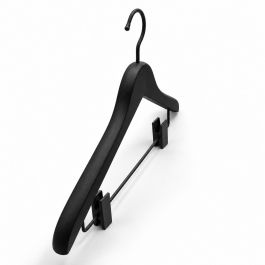 Holzkleiderbugel 10 Schwarze Kleiderb&uuml;gel 44cm mit Clips Cintres magasin