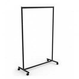SHOPFITTING : Black clothing rails with wheels 120cm wide 195 cm high