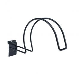 Accessories for slatwalls Black helmet holder for grooved panels Mobilier shopping