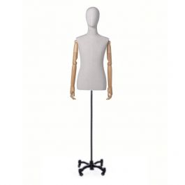BUSTE MANNEQUIN HOMME - BUSTES COUTURE : Buste couture homme avec bras sur base &agrave; roulettes