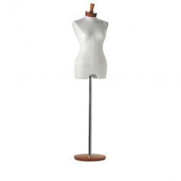 BUSTE MANNEQUIN FEMME : Buste femme en lin et tenon en bois